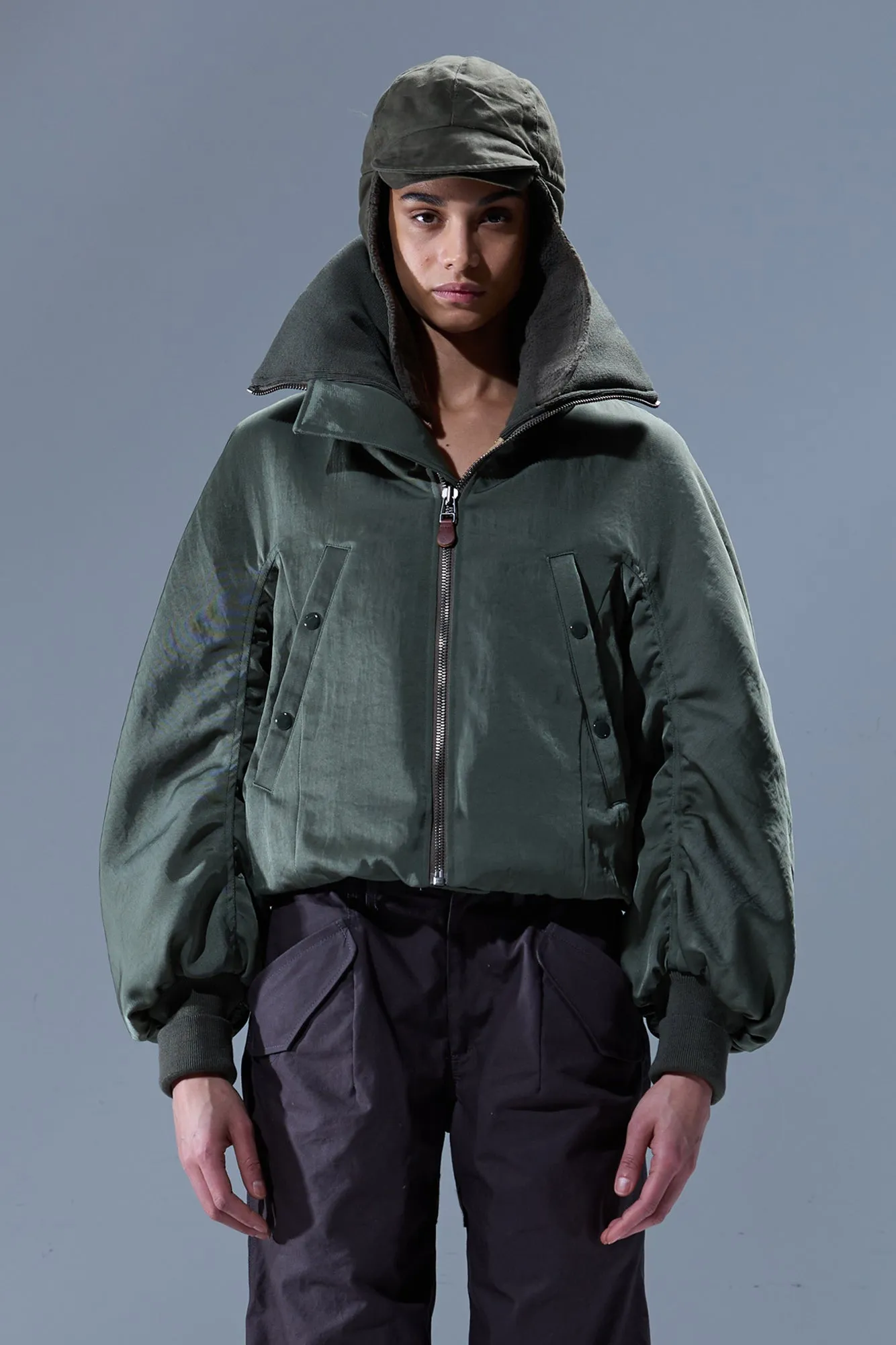 OVERSIZED PADDED FLIGHT JACKET - OLIVE GREEN sold by R13 product image thumbnail 2