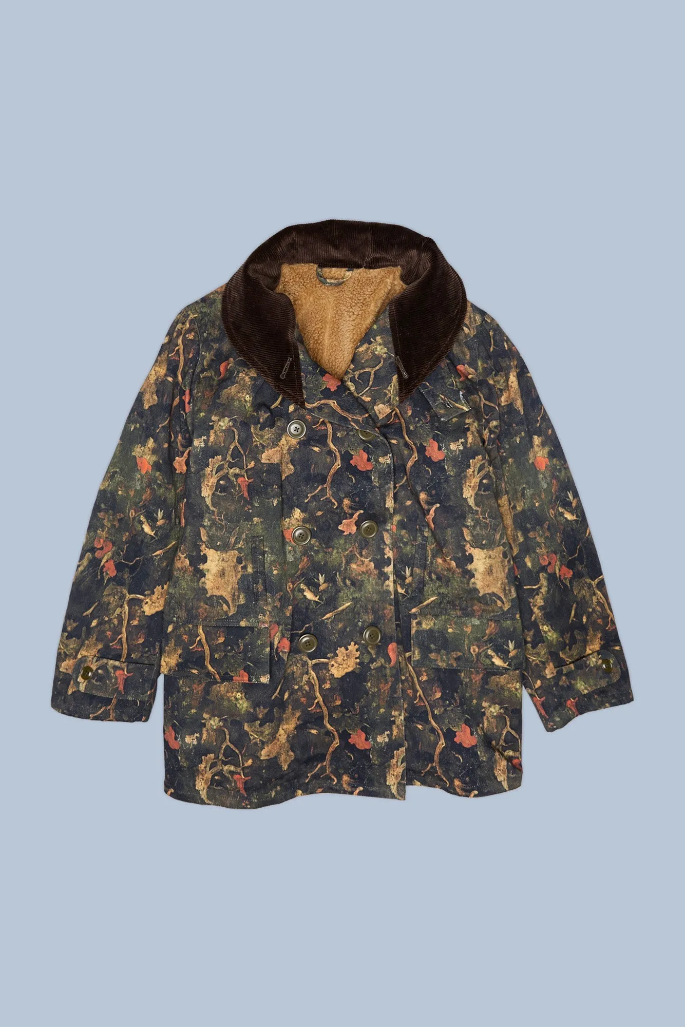 OVERSIZED SHAWL LAPEL COAT - LEAF CAMO BROWN sold by R13 product image thumbnail 3