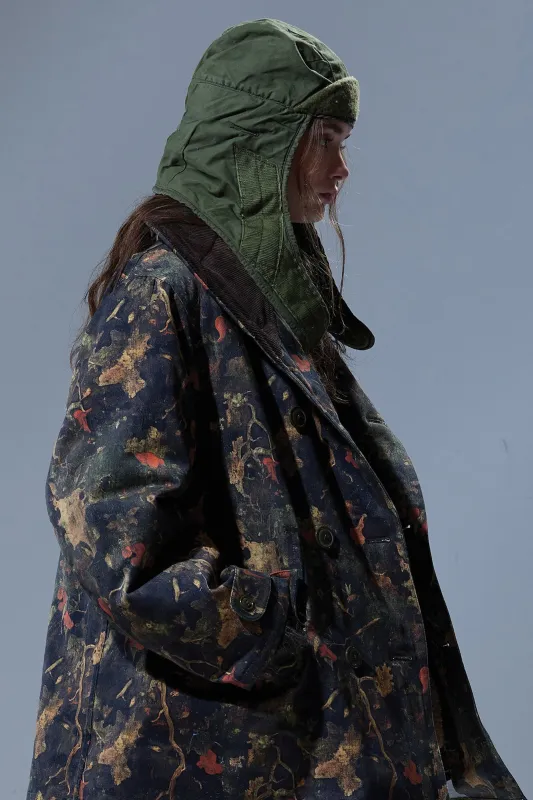 OVERSIZED SHAWL LAPEL COAT - LEAF CAMO BROWN sold by R13