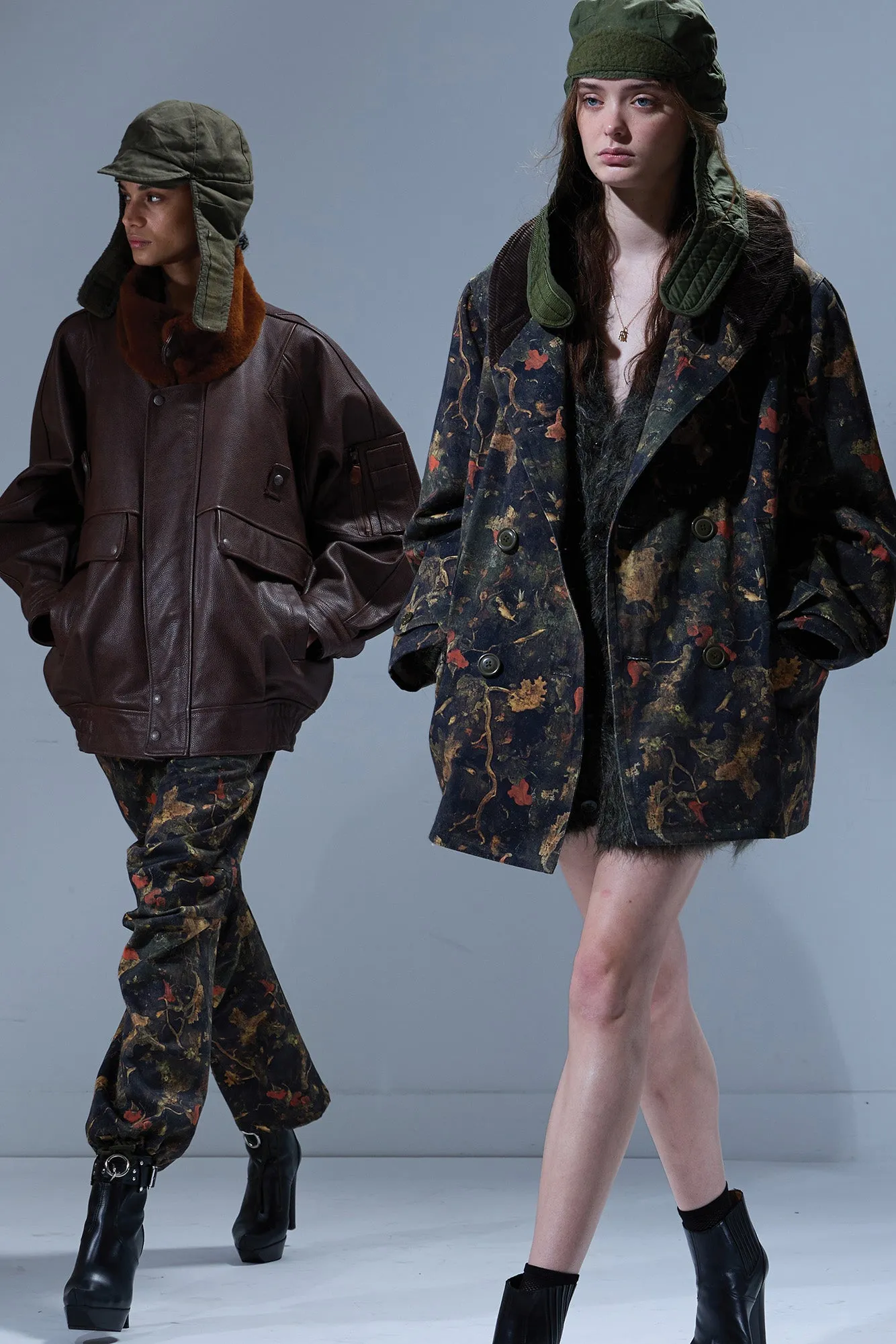 OVERSIZED SHAWL LAPEL COAT - LEAF CAMO BROWN sold by R13 product image thumbnail 2