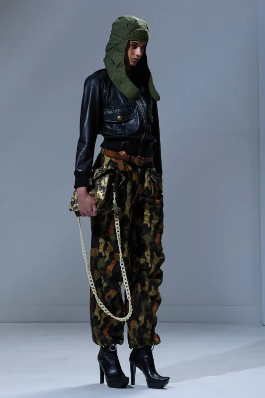 PADDED MILITARY PANTS - DARK CAMO GREEN sold by R13