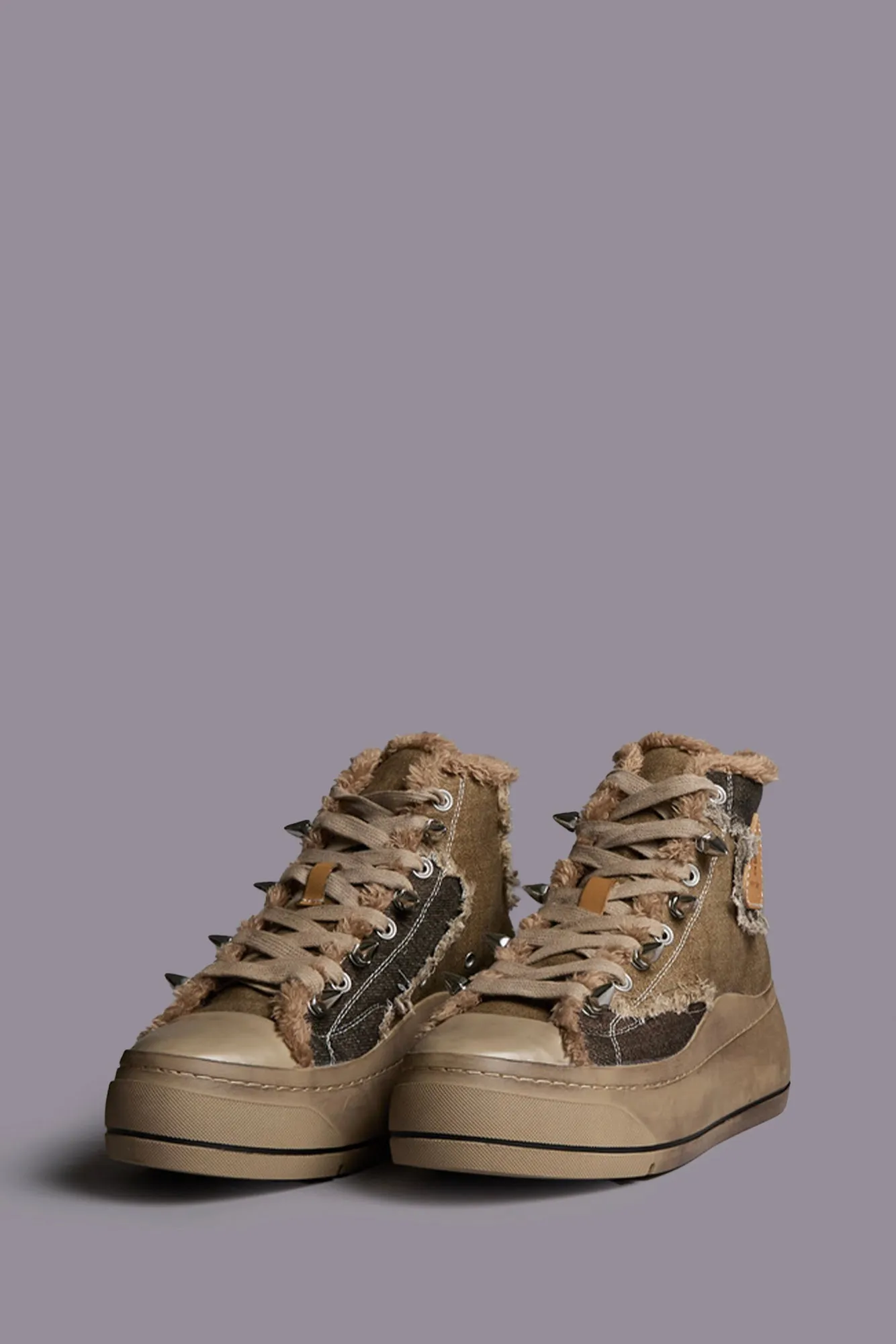Kurt High Top Sneaker - Brown Patchwork sold by R13 product image thumbnail 2