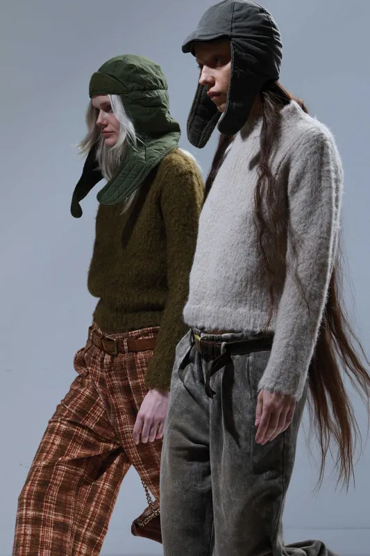 MOCK COLLAR SHRUNKEN SWEATER - BEIGE BROWN sold by R13