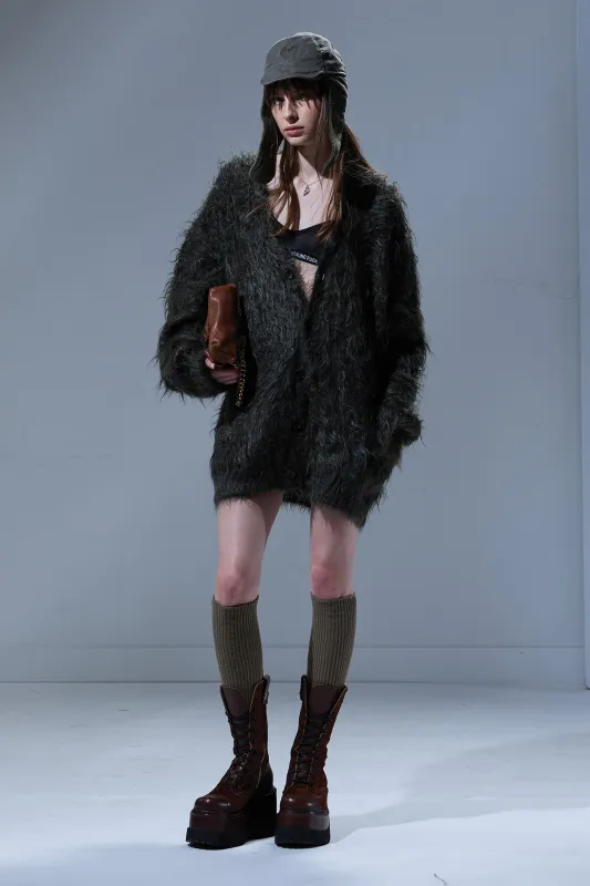 BOYFRIEND CARDIGAN - HEATHER OLIVE GREEN sold by R13