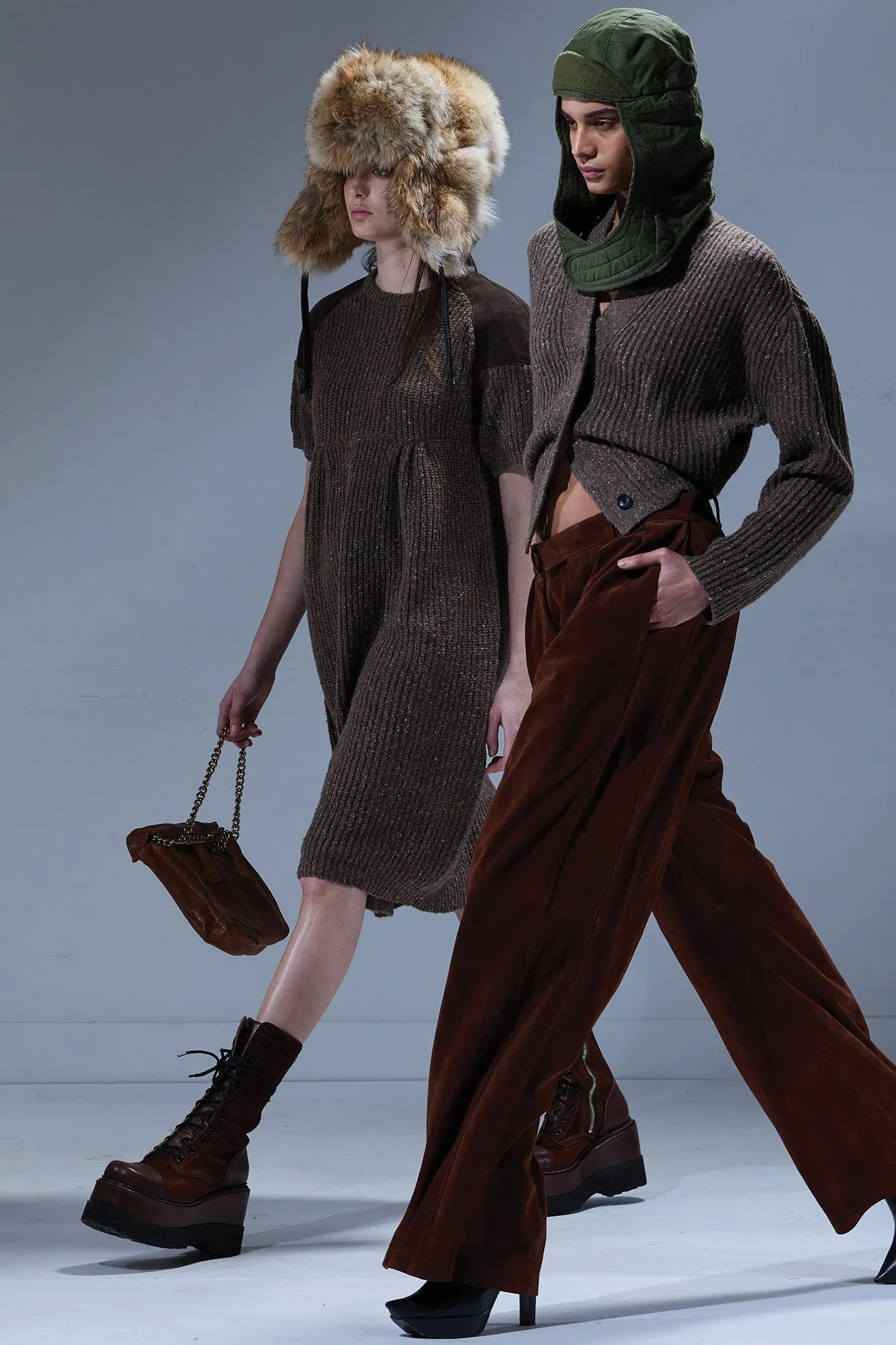 SPLIT HEM RIBBED CARDIGAN - BROWN TWEED sold by R13 product image thumbnail 2