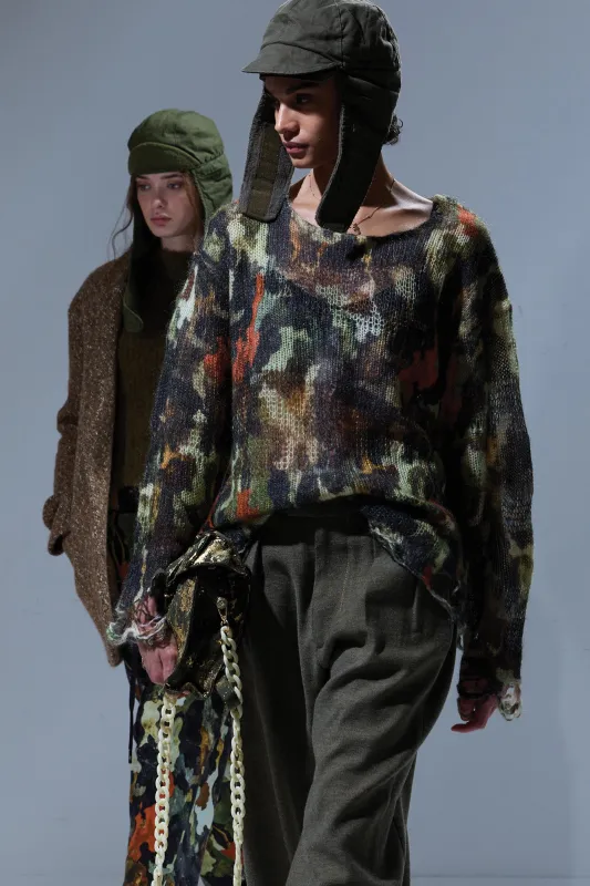 BOYFRIEND SWEATER WITH CAST-OFF NECK - LIGHT CAMO GREEN sold by R13