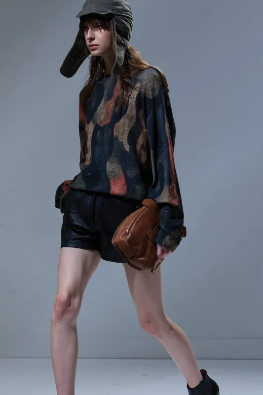 PRINTED BOYFRIEND SWEATER - DARK CAMO GREEN sold by R13