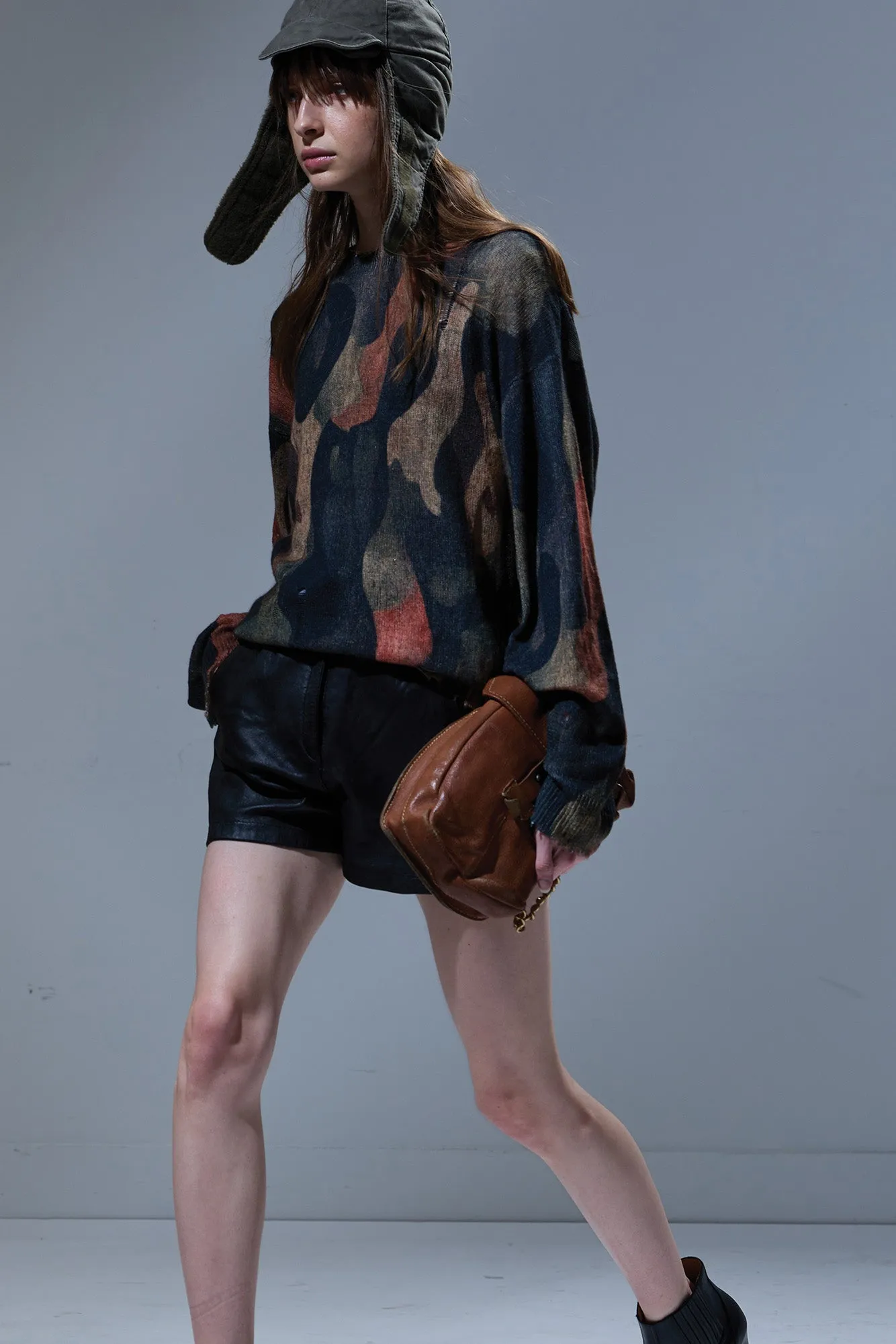 PRINTED BOYFRIEND SWEATER - DARK CAMO GREEN sold by R13