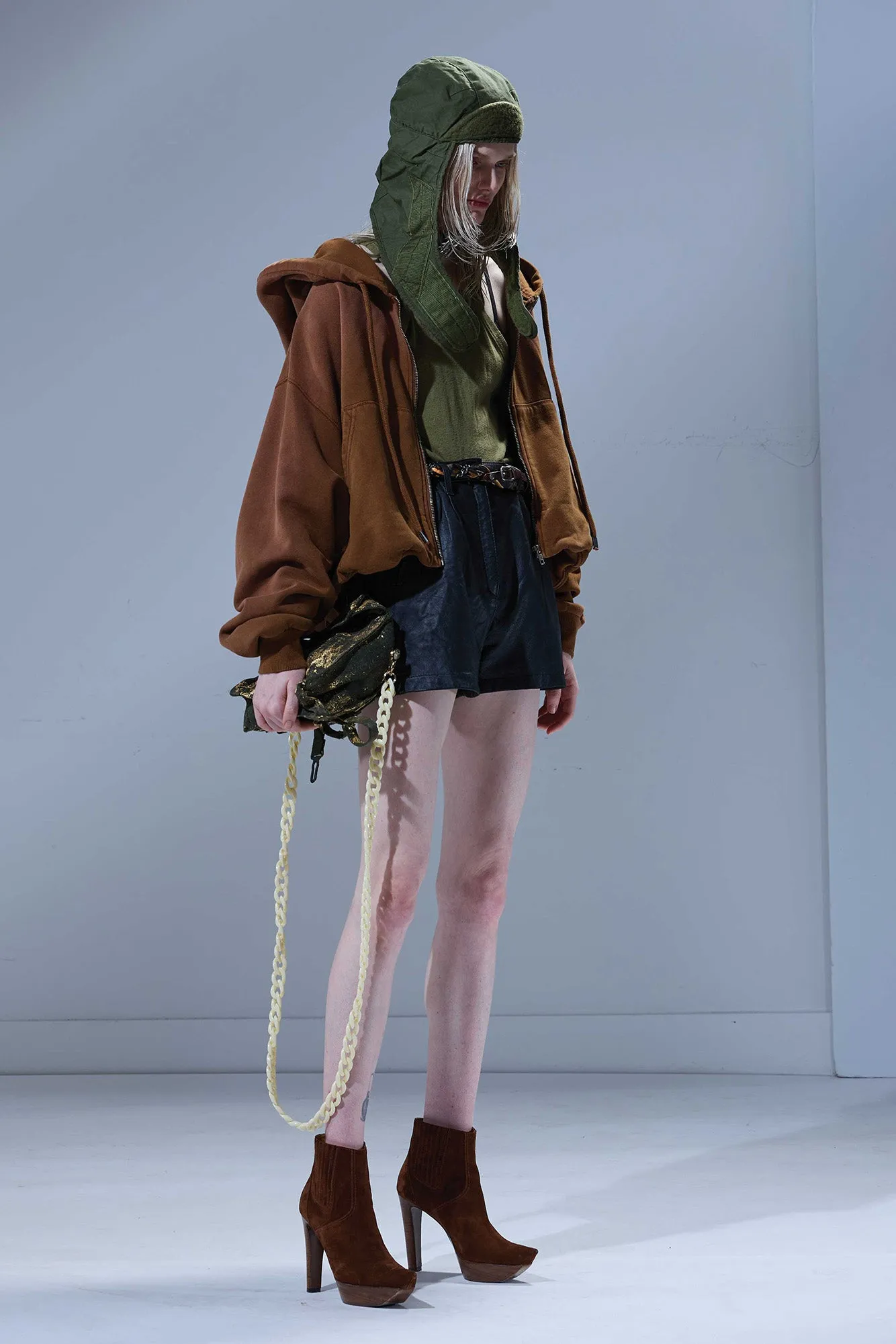 Balloon Zip-Up Hoodie - Light Brown sold by R13