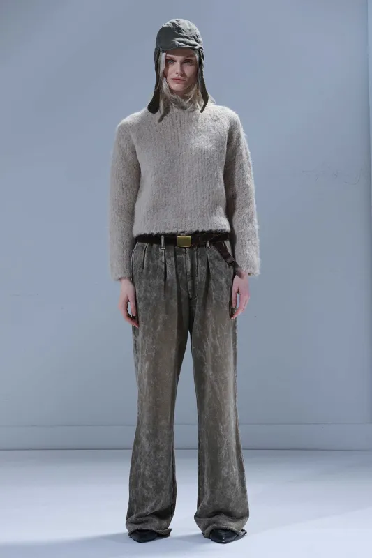 DOUBLE PLEAT SWEATPANT - ACID OLIVE GREEN sold by R13