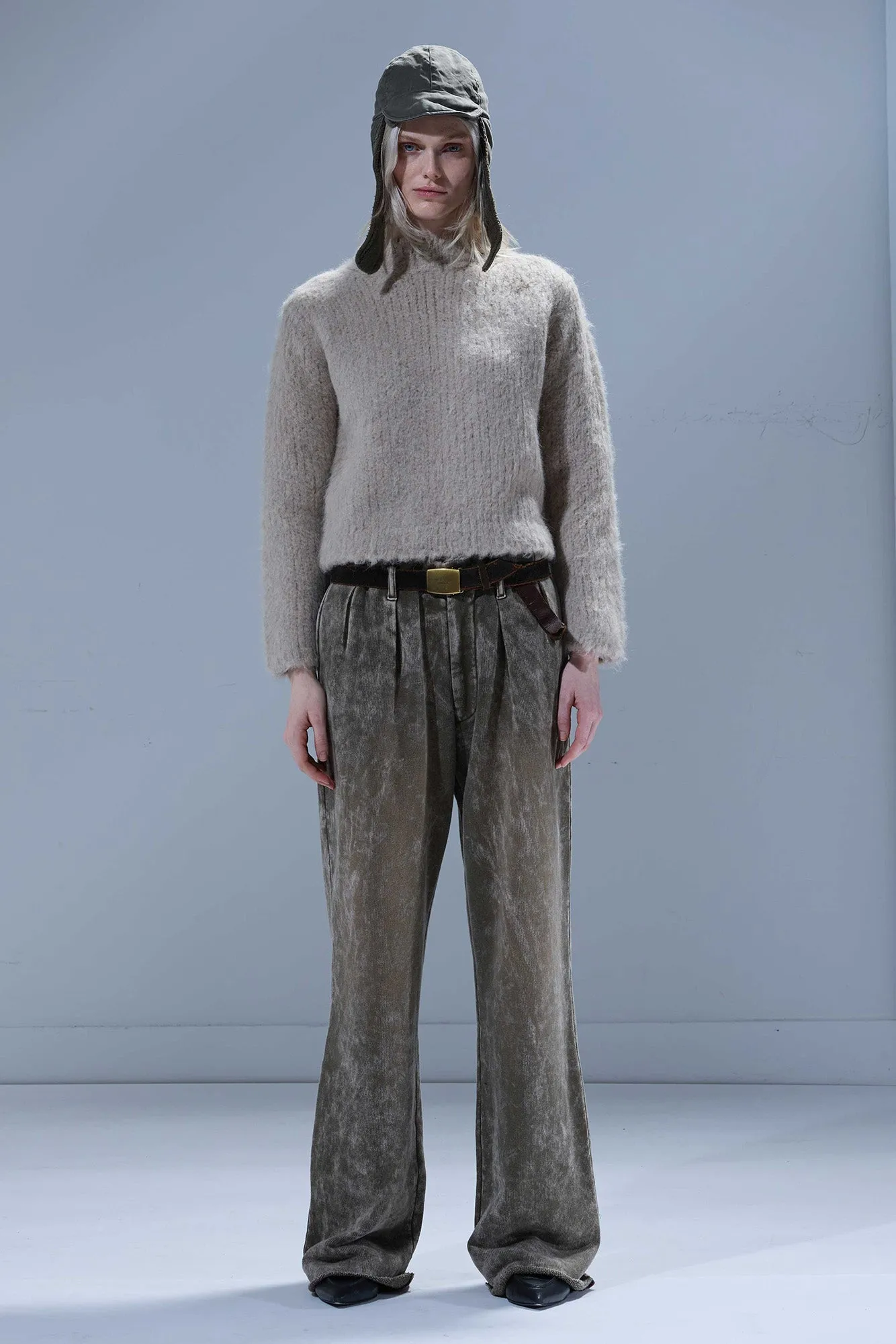 DOUBLE PLEAT SWEATPANT - ACID OLIVE GREEN sold by R13