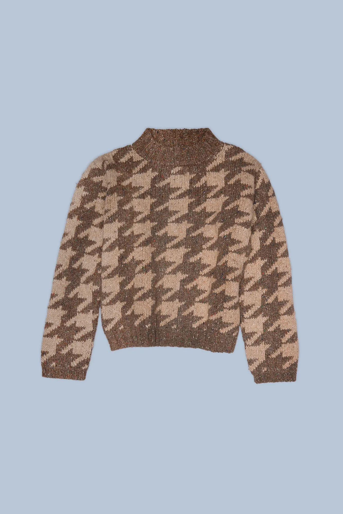 MOCK COLLAR SHRUNKEN SWEATER - BROWN WITH TAN HOUNDSTOOTH sold by R13 product image thumbnail 3