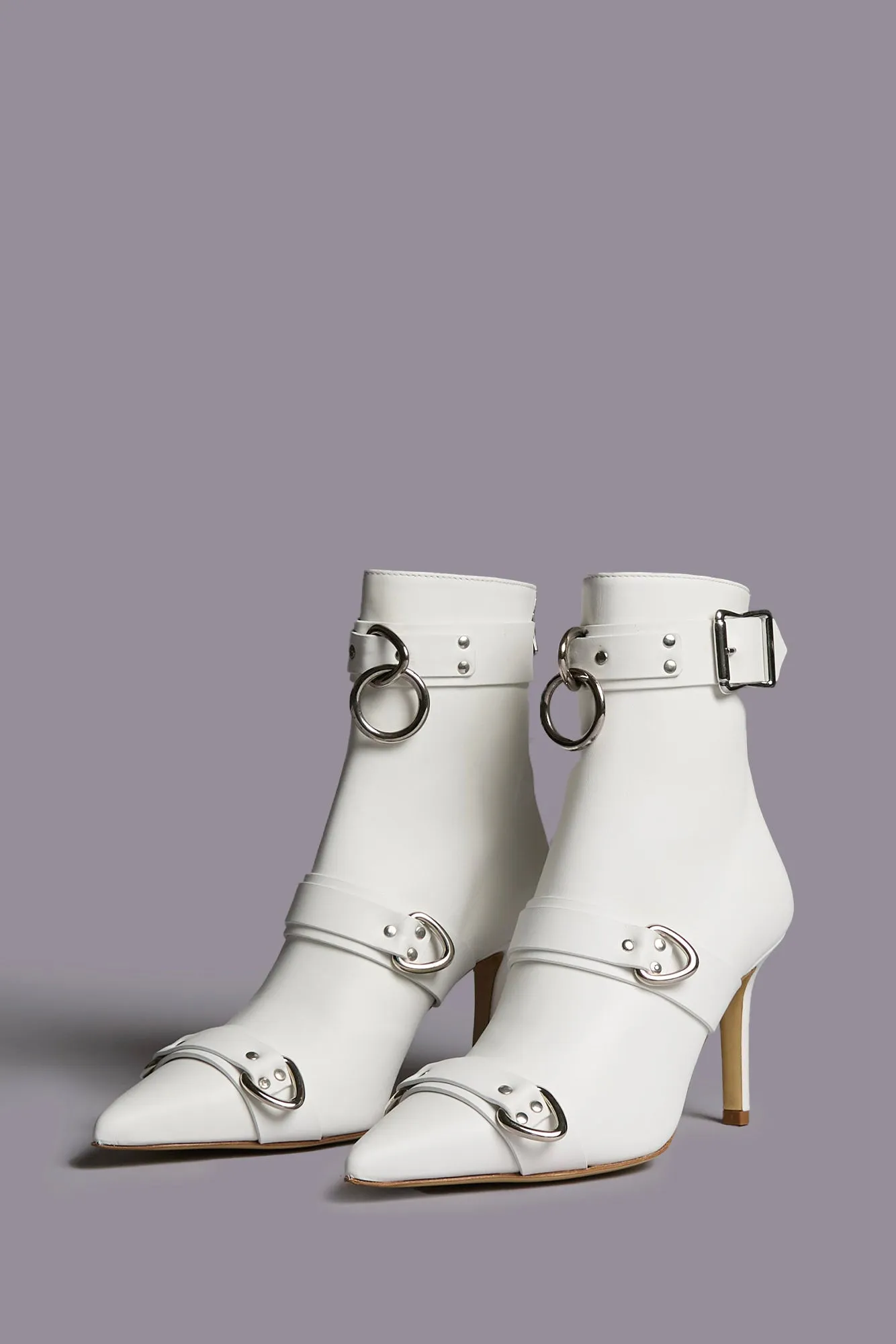 STRAPPED SKINNY ANKLE HEELED BOOT - WHITE sold by R13 product image thumbnail 2