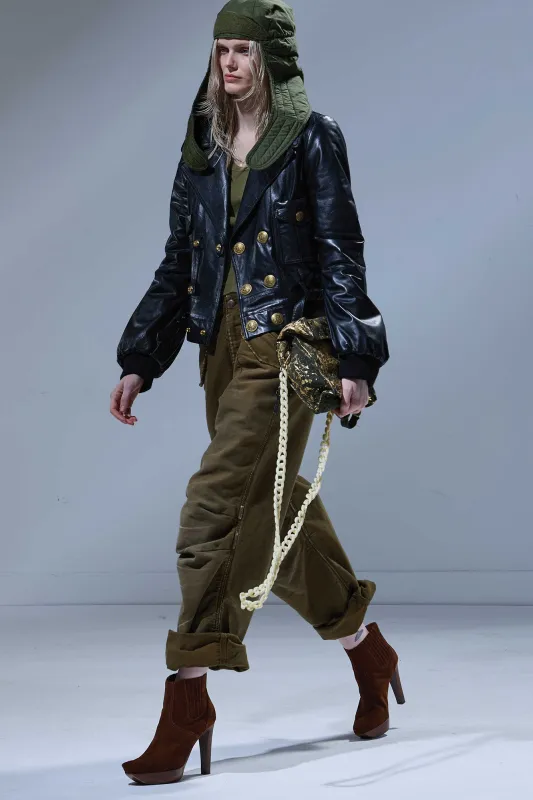 RELAXED LEATHER PEACOAT - BLACK sold by R13