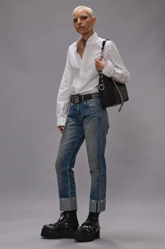 CUFFED ROMEO JEAN - ESTIN STRETCH SELVEDGE BLUE sold by R13