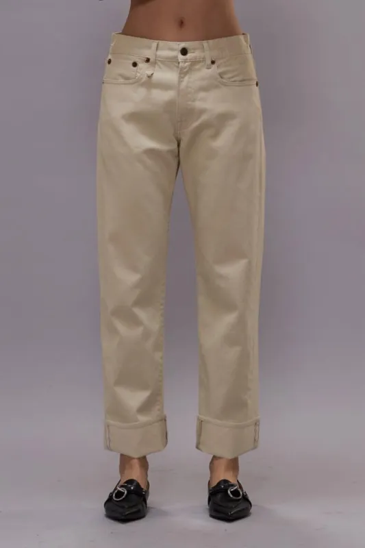 CUFFED  BOYFRIEND JEAN - BONE WHITE SELVEDGE sold by R13