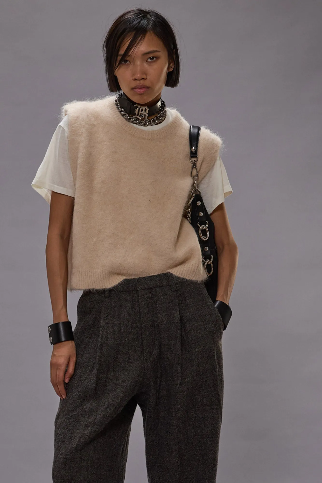 DEEP ARMHOLE VEST - OATMEAL sold by R13