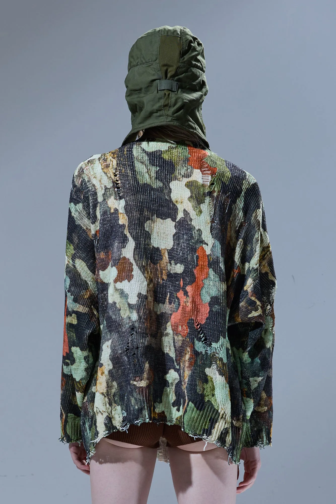 PRINTED OVERSIZED CARDIGAN - LIGHT CAMO GREEN sold by R13 product image thumbnail 3