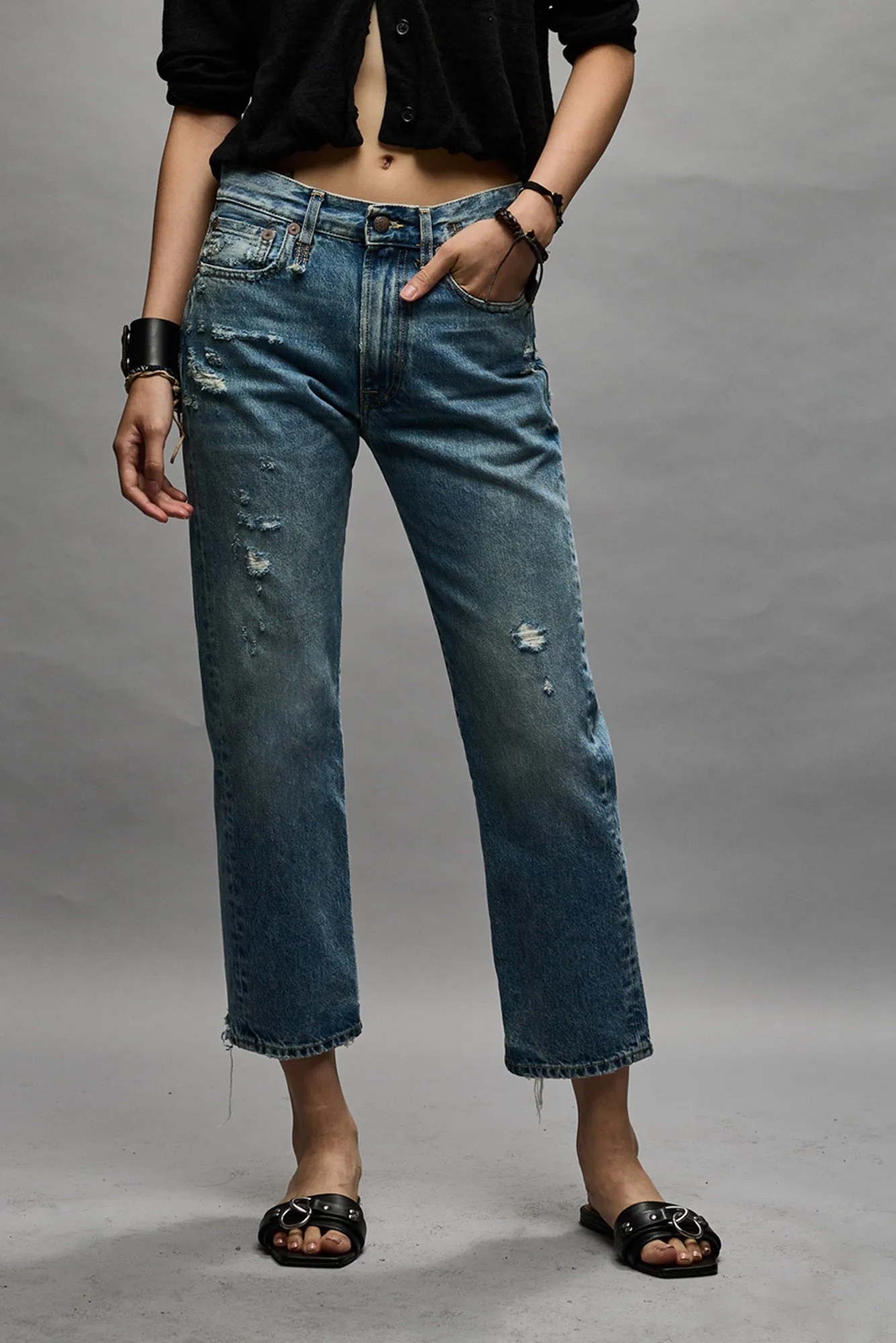 BOYFRIEND JEAN - BAIN WITH RIPS sold by R13