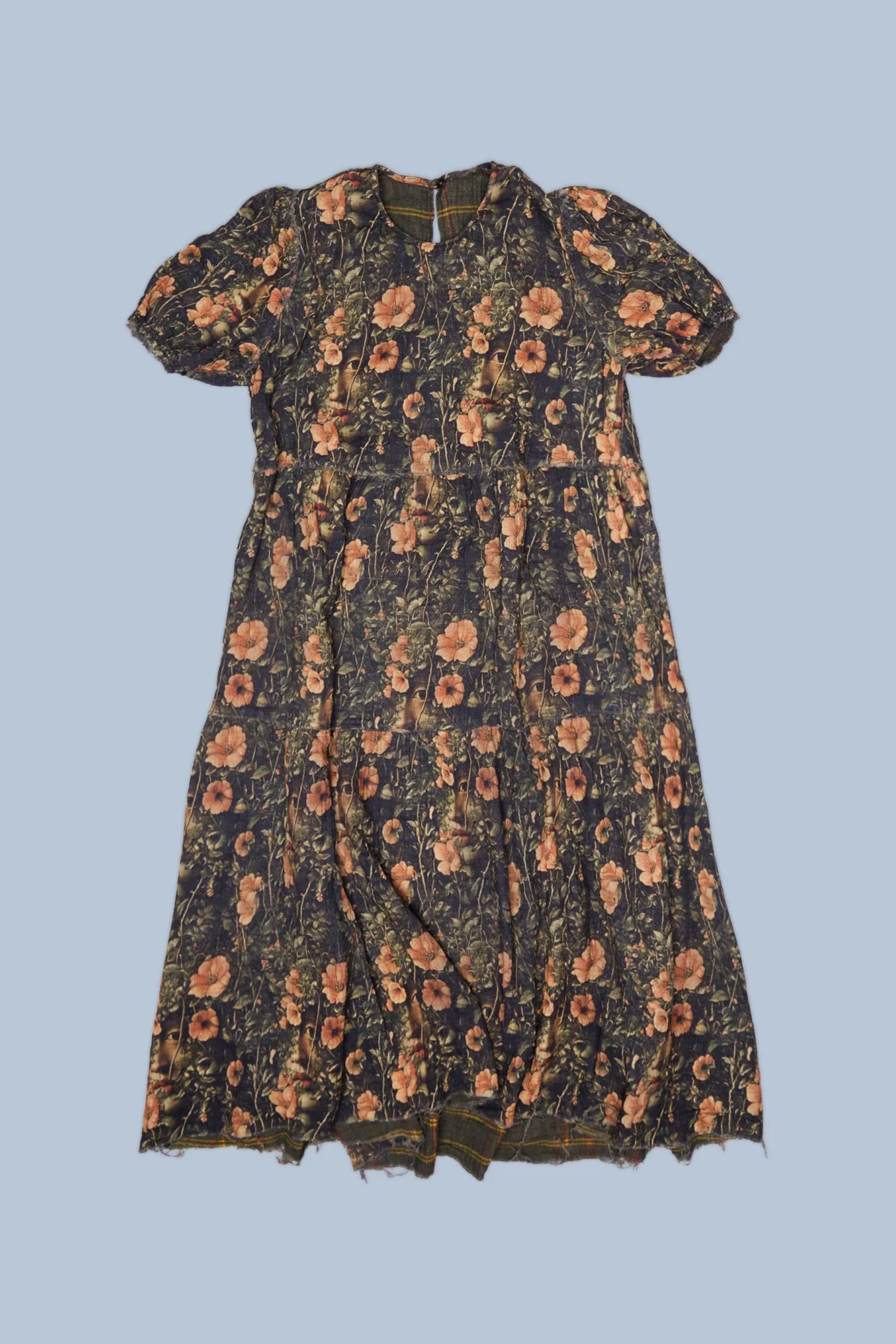 REVERSIBLE SHREDDED RELAXED MIDI - OLIVE PLAID WITH FLORAL CAMO GREEN sold by R13 product image thumbnail 4