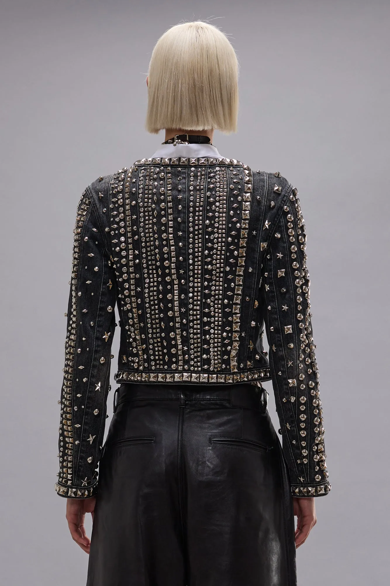 STUDDED HOOK FRONT DENIM JACKET - KENNET BLACK STRETCH sold by R13 product image thumbnail 4