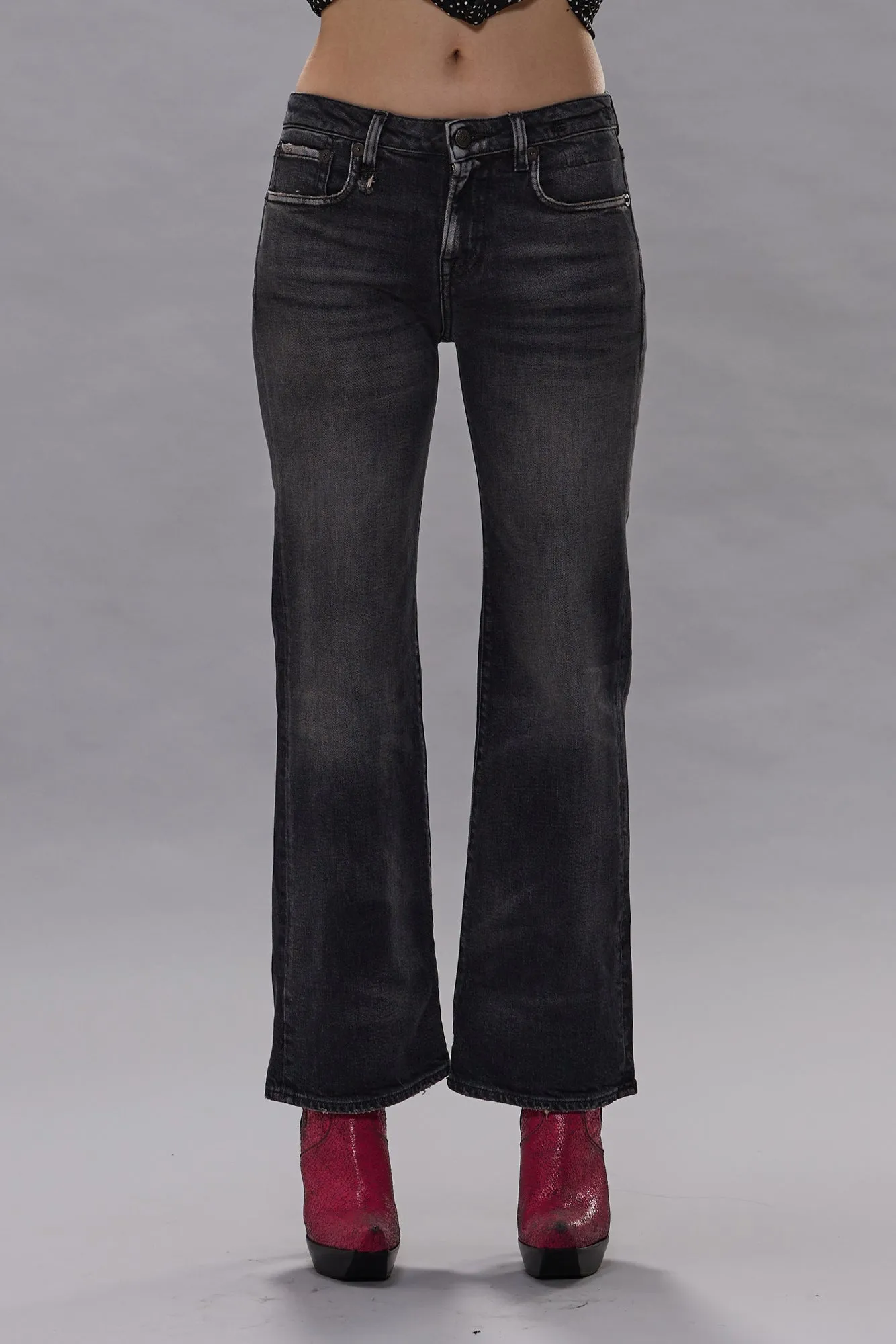 JOAN CROPPED FLARE JEAN - ESSEX BLACK STRETCH sold by R13 product image thumbnail 4