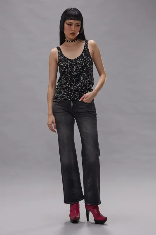 JOAN CROPPED FLARE JEAN - ESSEX BLACK STRETCH sold by R13