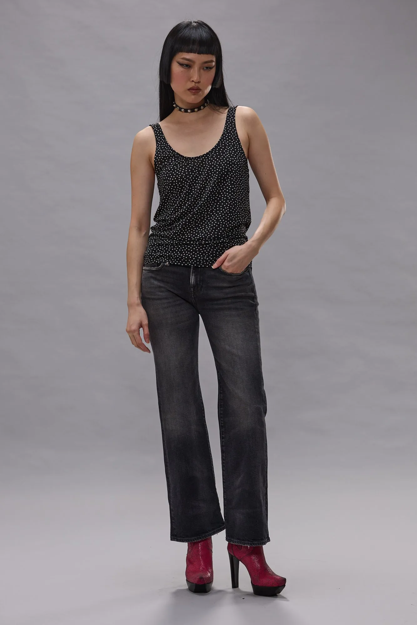 JOAN CROPPED FLARE JEAN - ESSEX BLACK STRETCH sold by R13