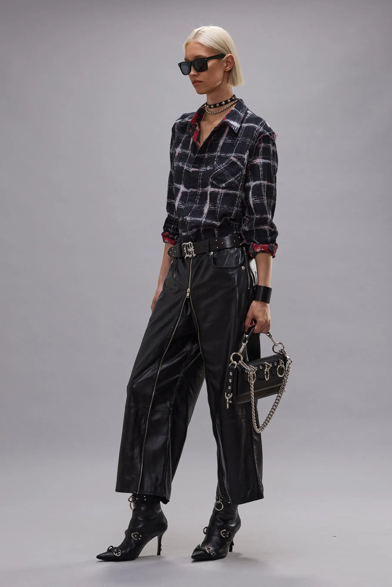 FRONT ZIP LEATHER PANT - BLACK sold by R13 product image thumbnail 2