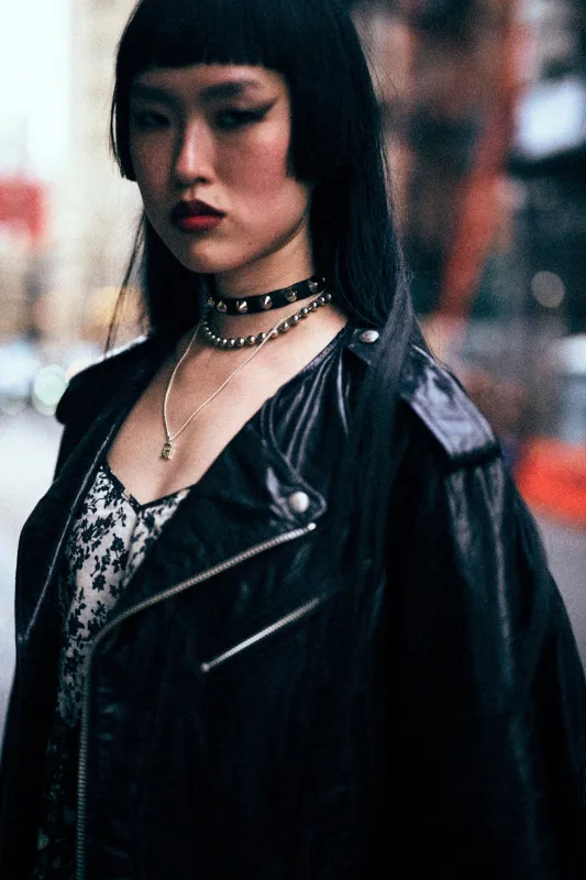 CREWNECK MOTO JACKET - BLACK sold by R13