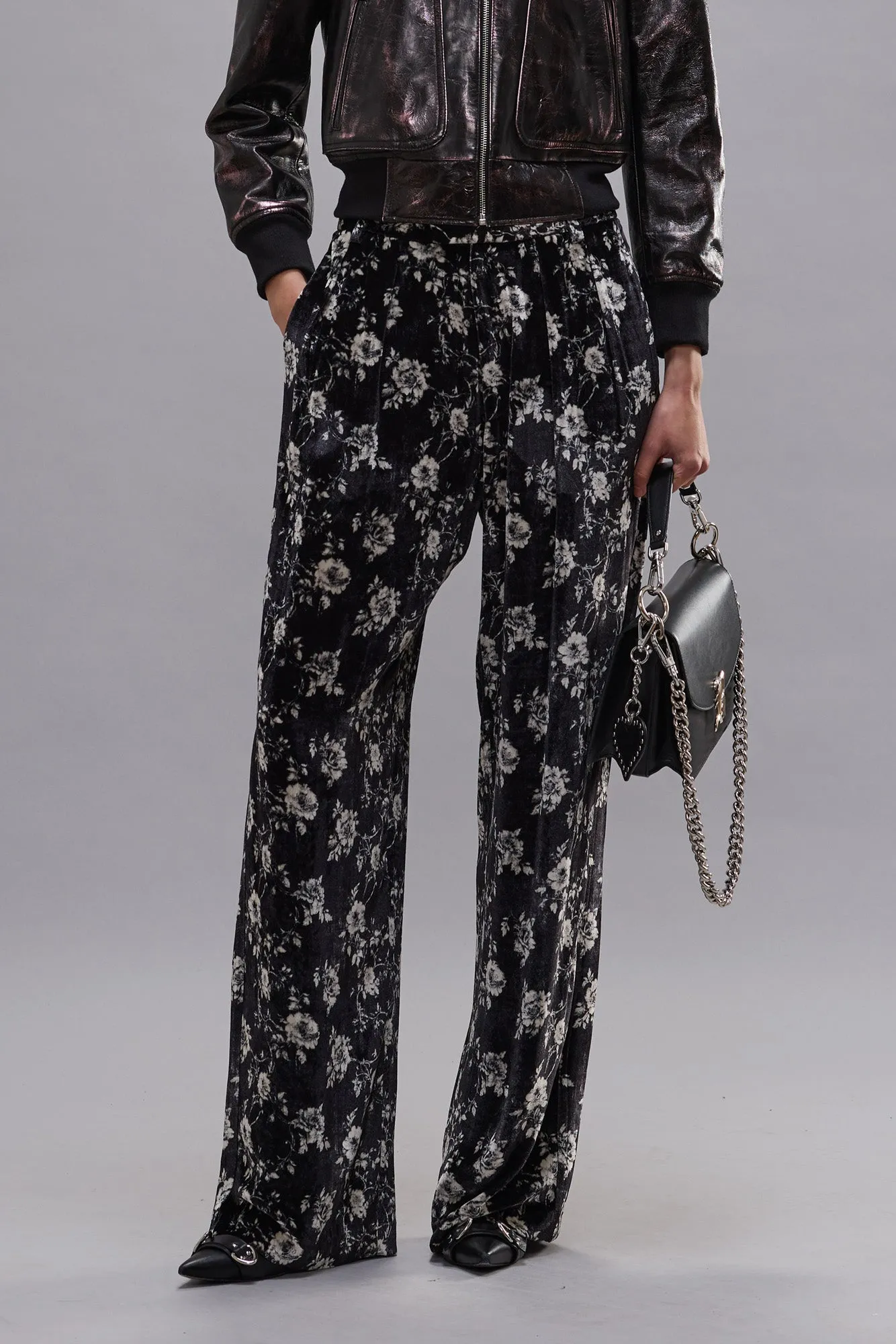 DOUBLE PLEAT TROUSER - FLORAL ON BLACK sold by R13 product image thumbnail 3