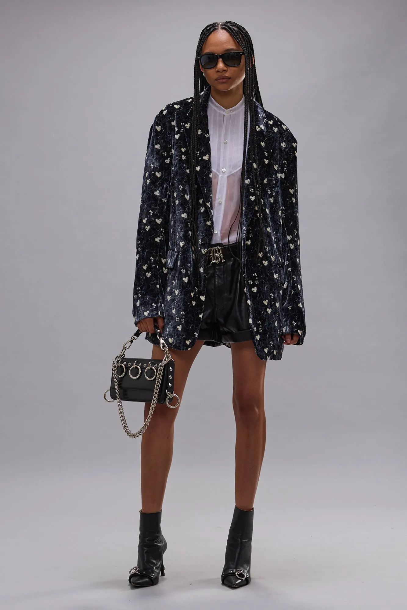 OVERSIZED RAGGED BLAZER - HEARTS ON BLACK sold by R13 product image thumbnail 3