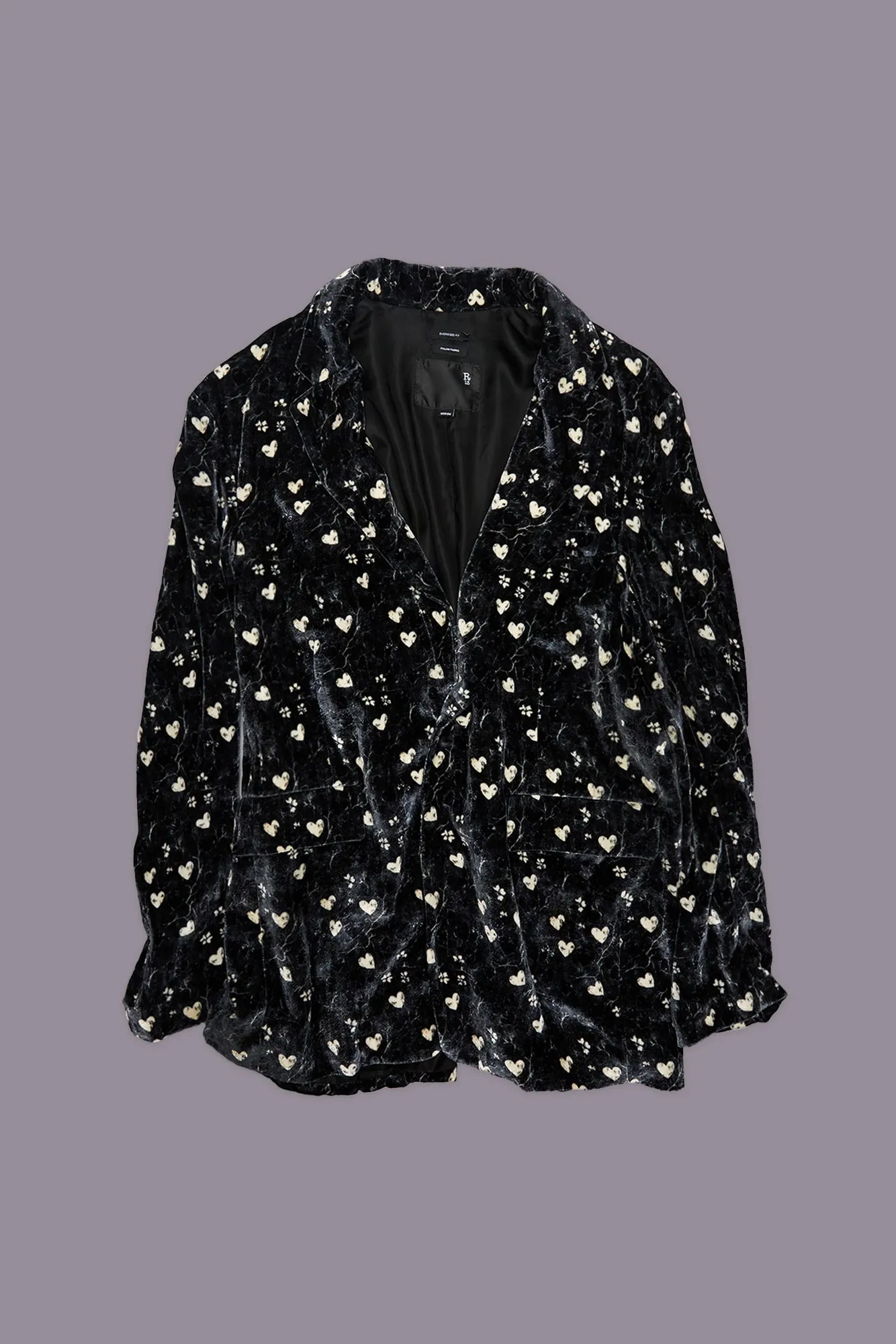 OVERSIZED RAGGED BLAZER - HEARTS ON BLACK sold by R13 product image thumbnail 5