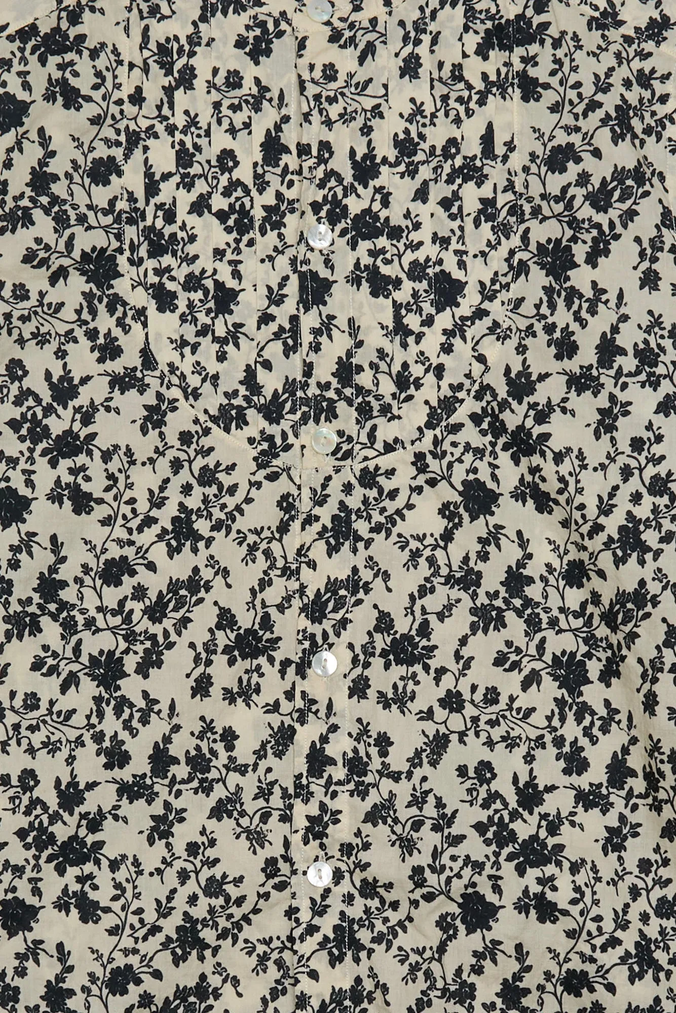 PLEATED TUXEDO FRONT SHIRT - BLACK FLORAL ON ECRU sold by R13 product image thumbnail 4