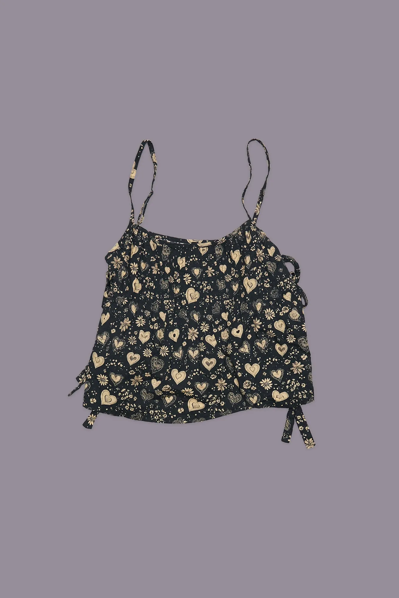 Square Neck Cami With Ties - Hearts On Black sold by R13 product image thumbnail 3