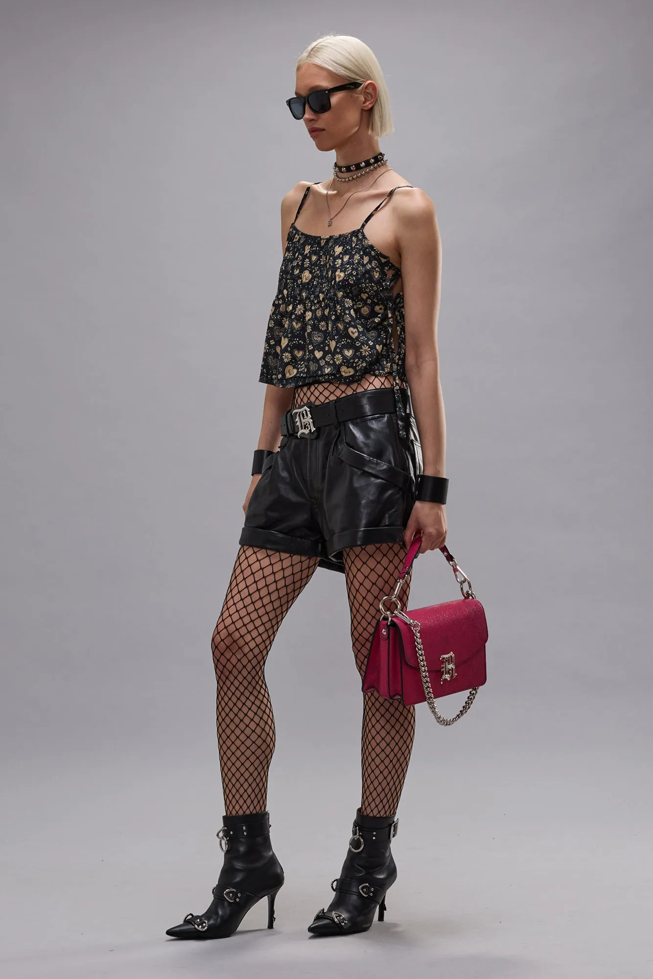 Square Neck Cami With Ties - Hearts On Black sold by R13 product image thumbnail 2