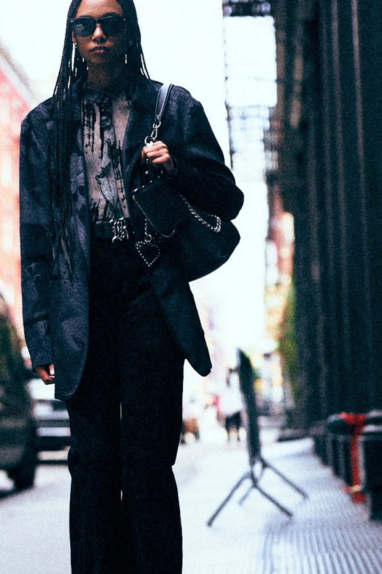 OVERSIZED PUNK ROWING BLAZER - BLACK GREY PAISLEY sold by R13