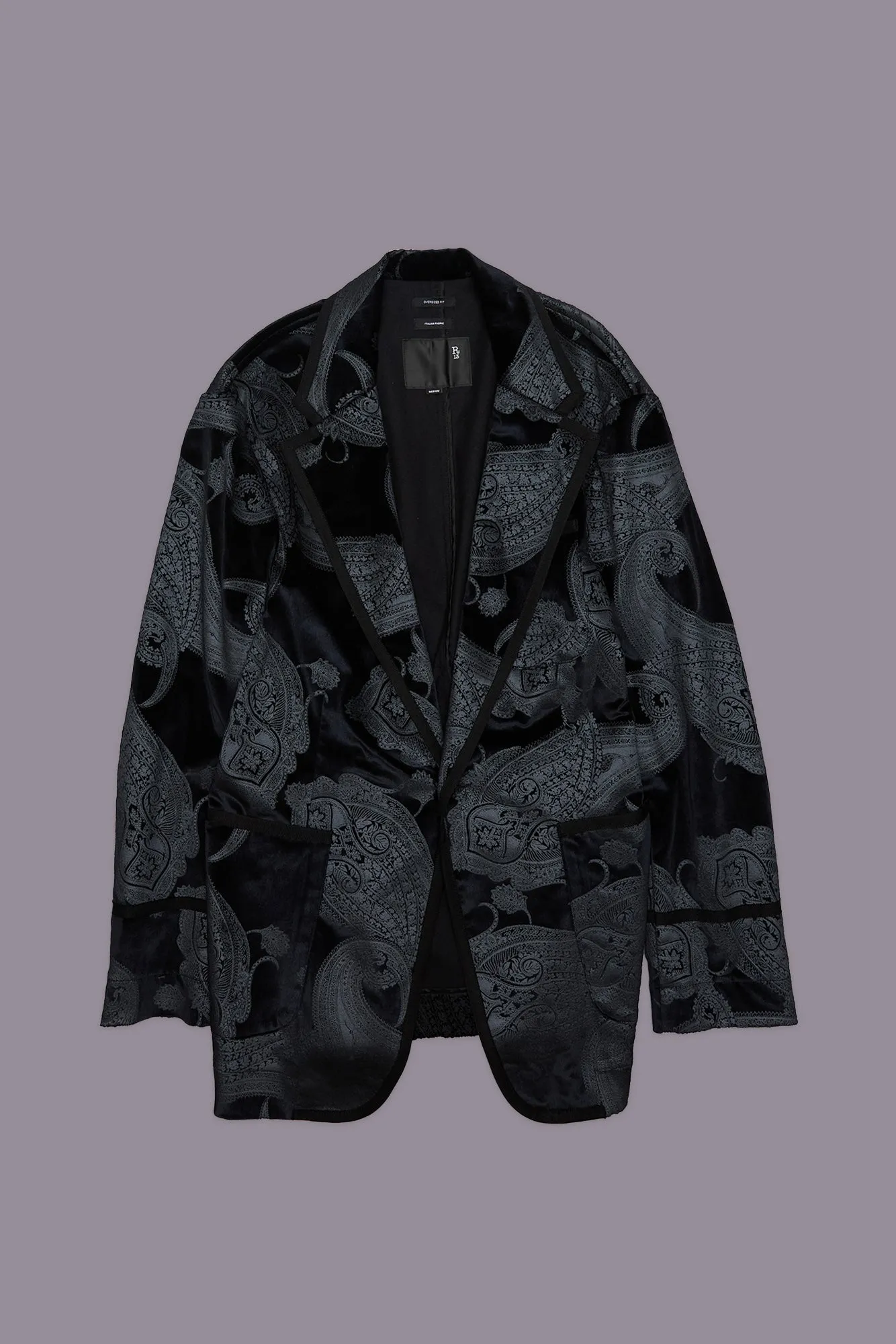 OVERSIZED PUNK ROWING BLAZER - BLACK GREY PAISLEY sold by R13 product image thumbnail 4