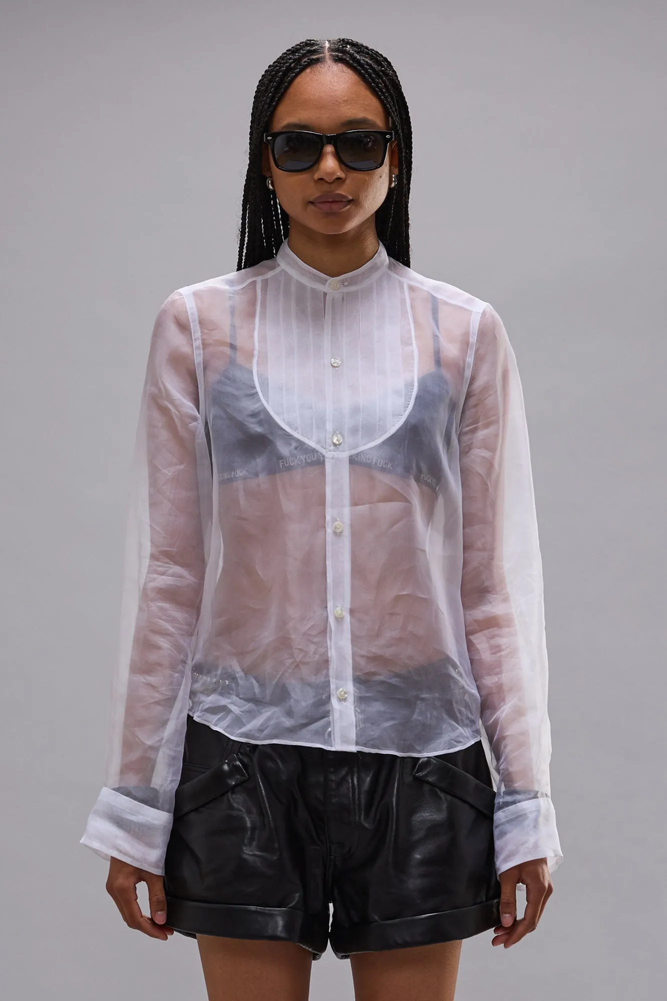 Pleated Tuxedo Front Shirt - White sold by R13 product image thumbnail 3