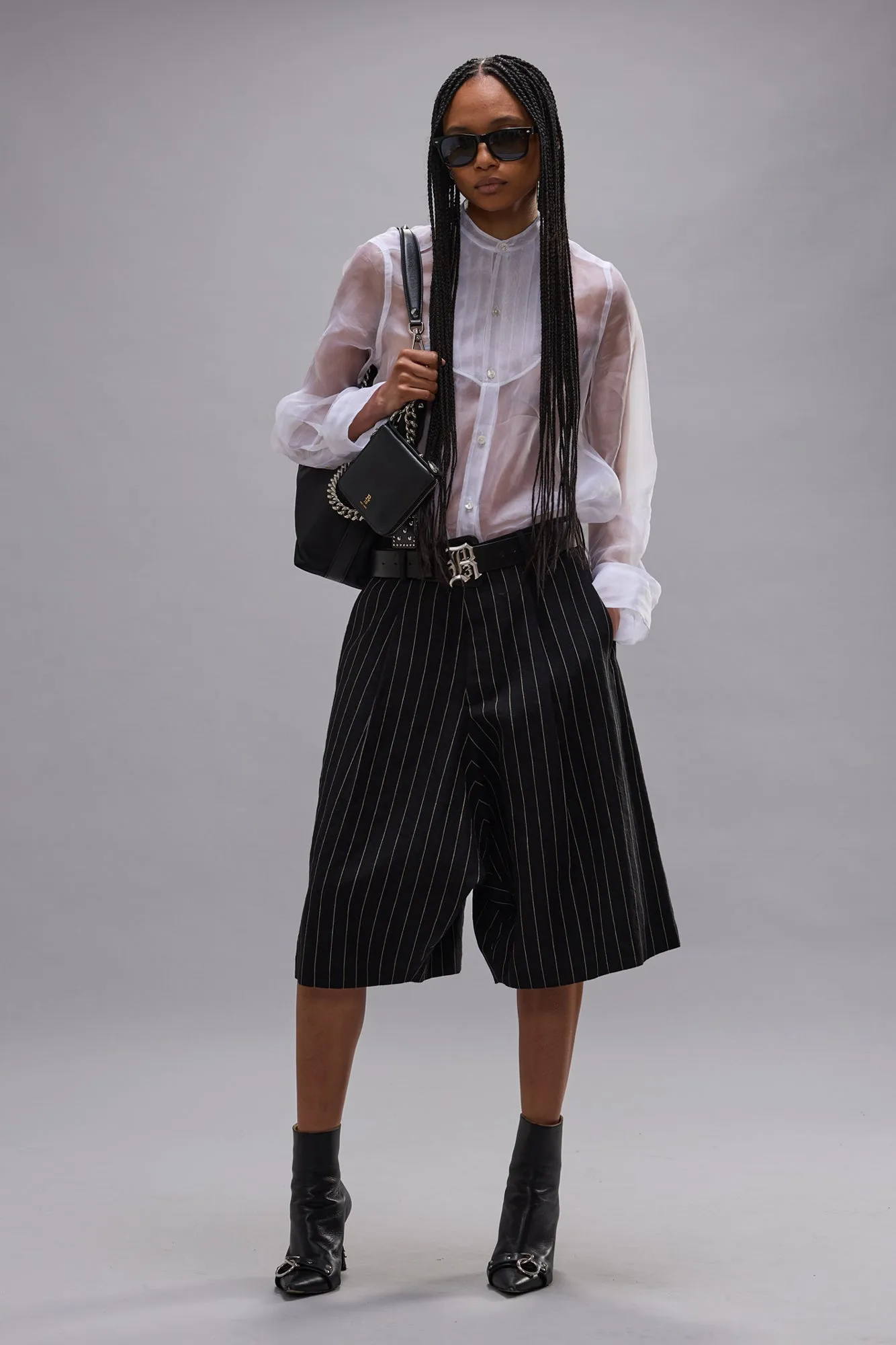 Pleated Tuxedo Front Shirt - White sold by R13