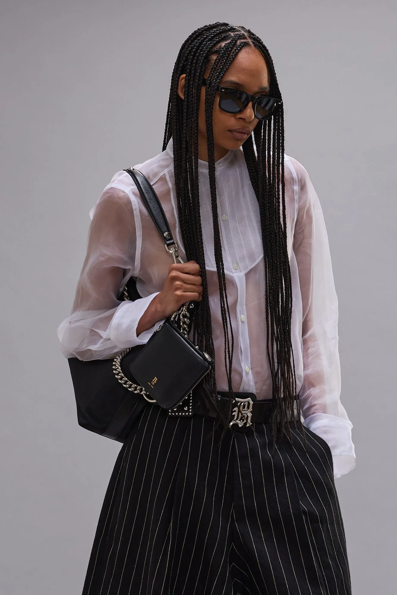 Pleated Tuxedo Front Shirt - White sold by R13 product image thumbnail 2