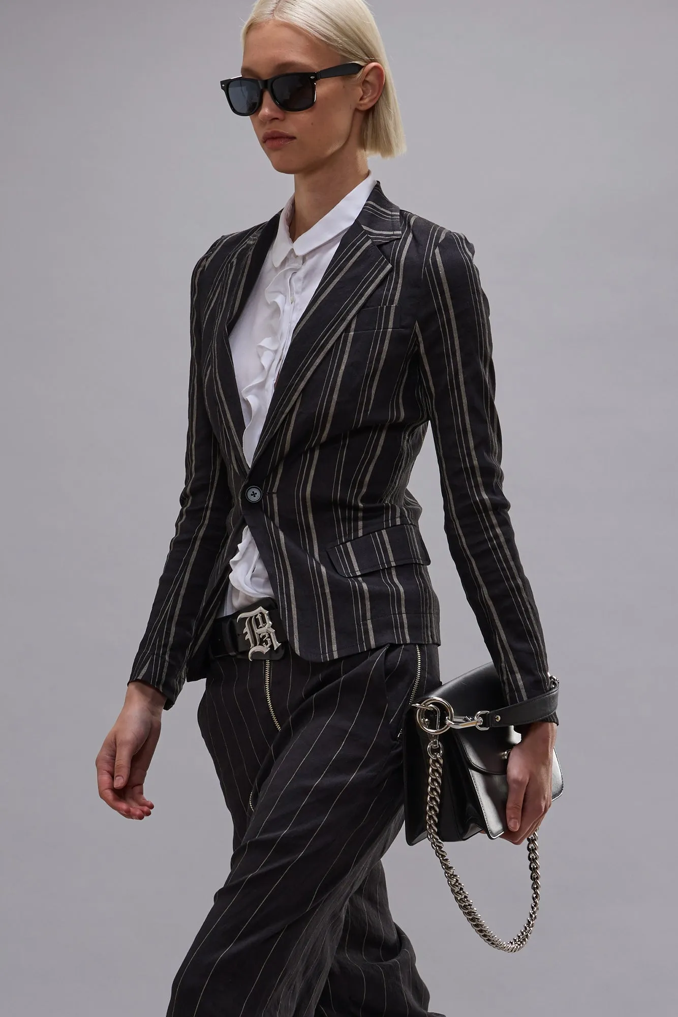 SUPER SHRUNKEN BLAZER - BLACK/SILVER STRIPE sold by R13 product image thumbnail 3