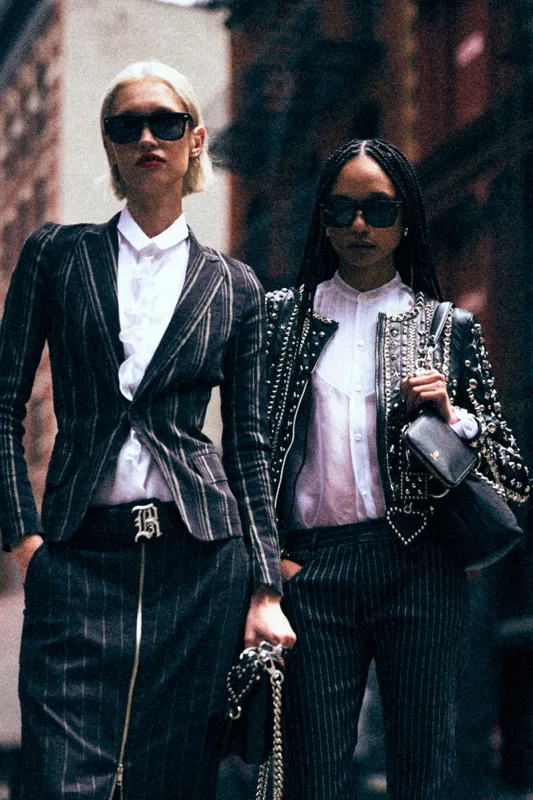 SUPER SHRUNKEN BLAZER - BLACK/SILVER STRIPE sold by R13