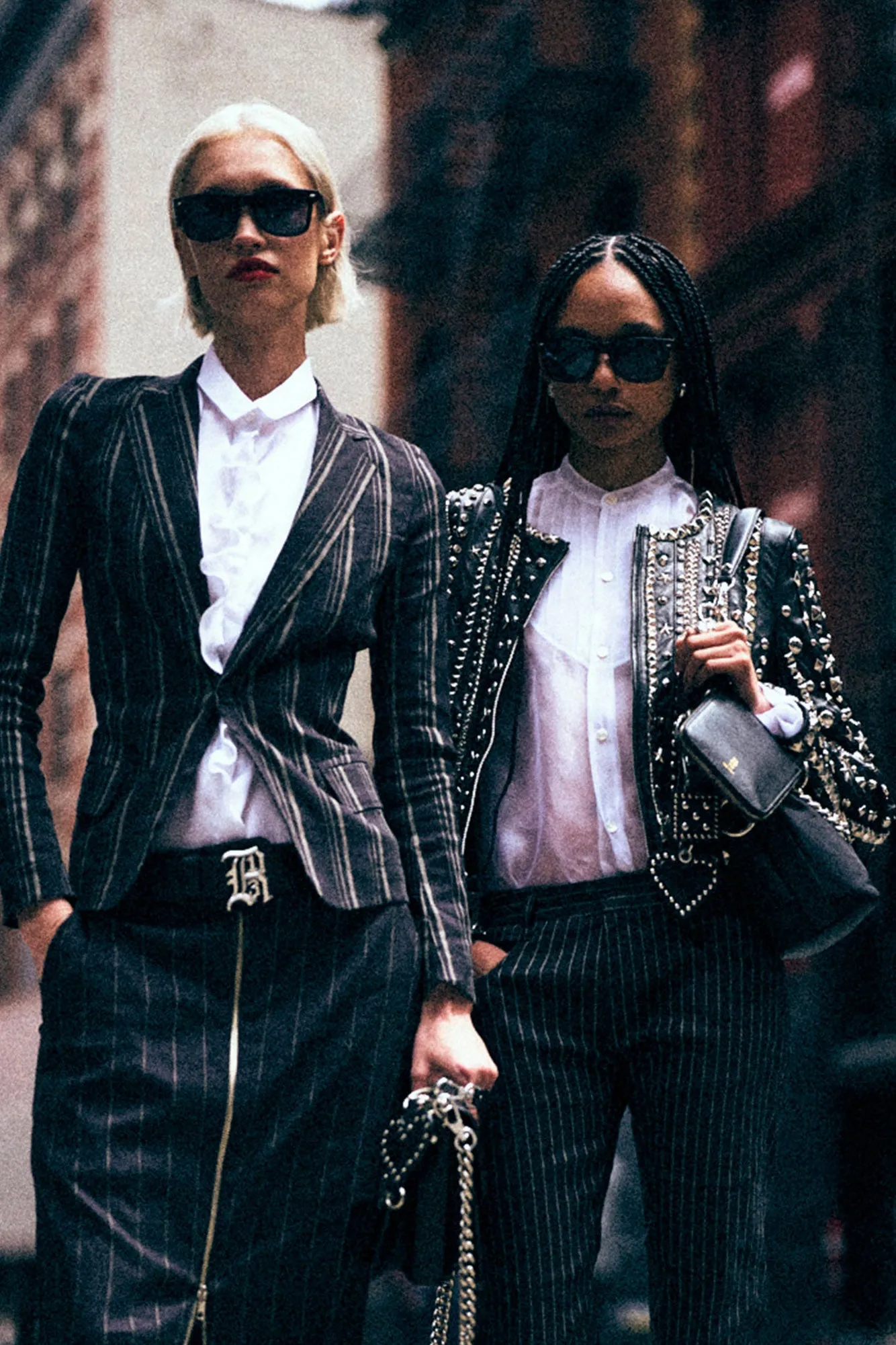 SUPER SHRUNKEN BLAZER - BLACK/SILVER STRIPE sold by R13