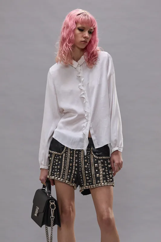 RUFFLE BLOUSE - WHITE sold by R13