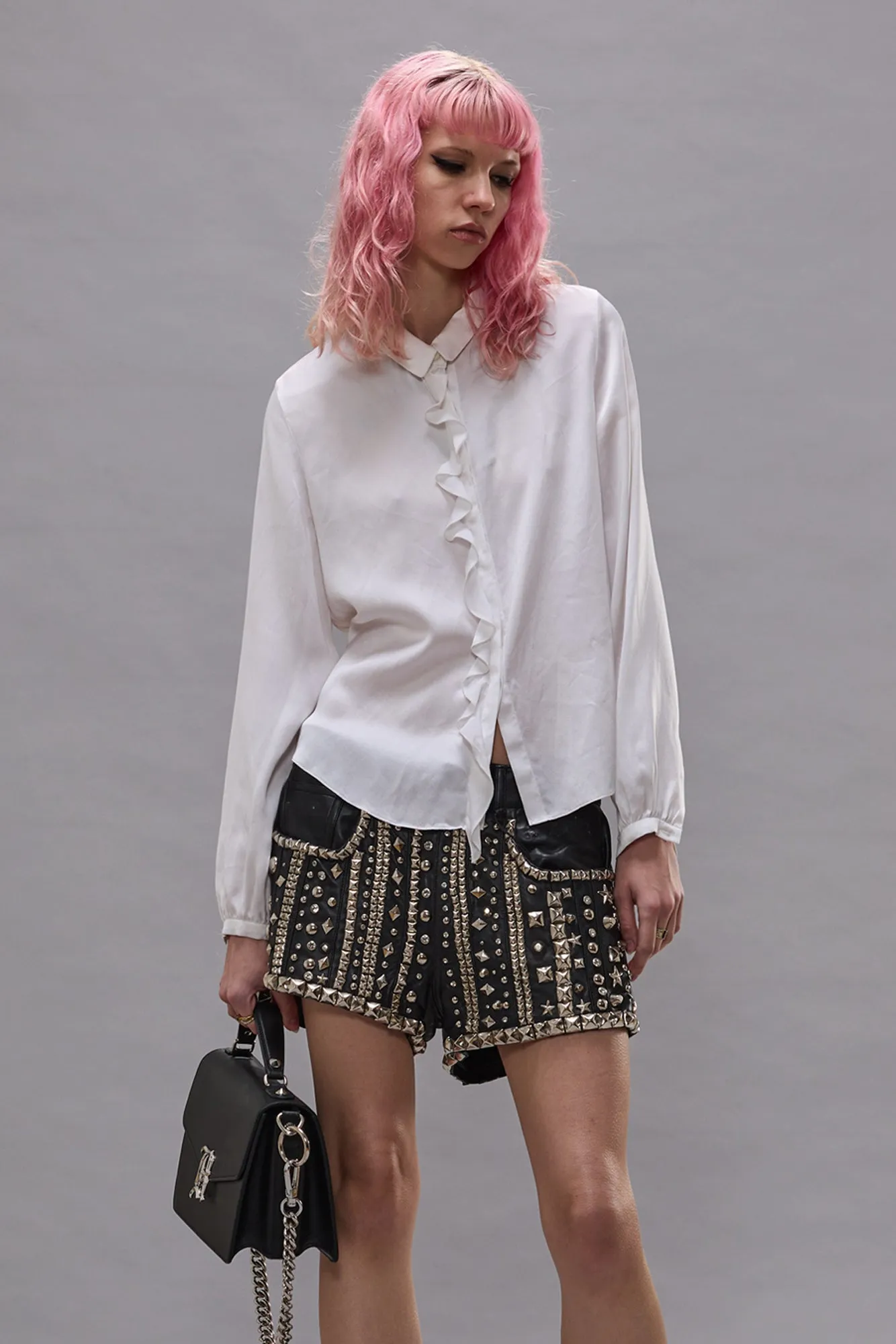 RUFFLE BLOUSE - WHITE sold by R13