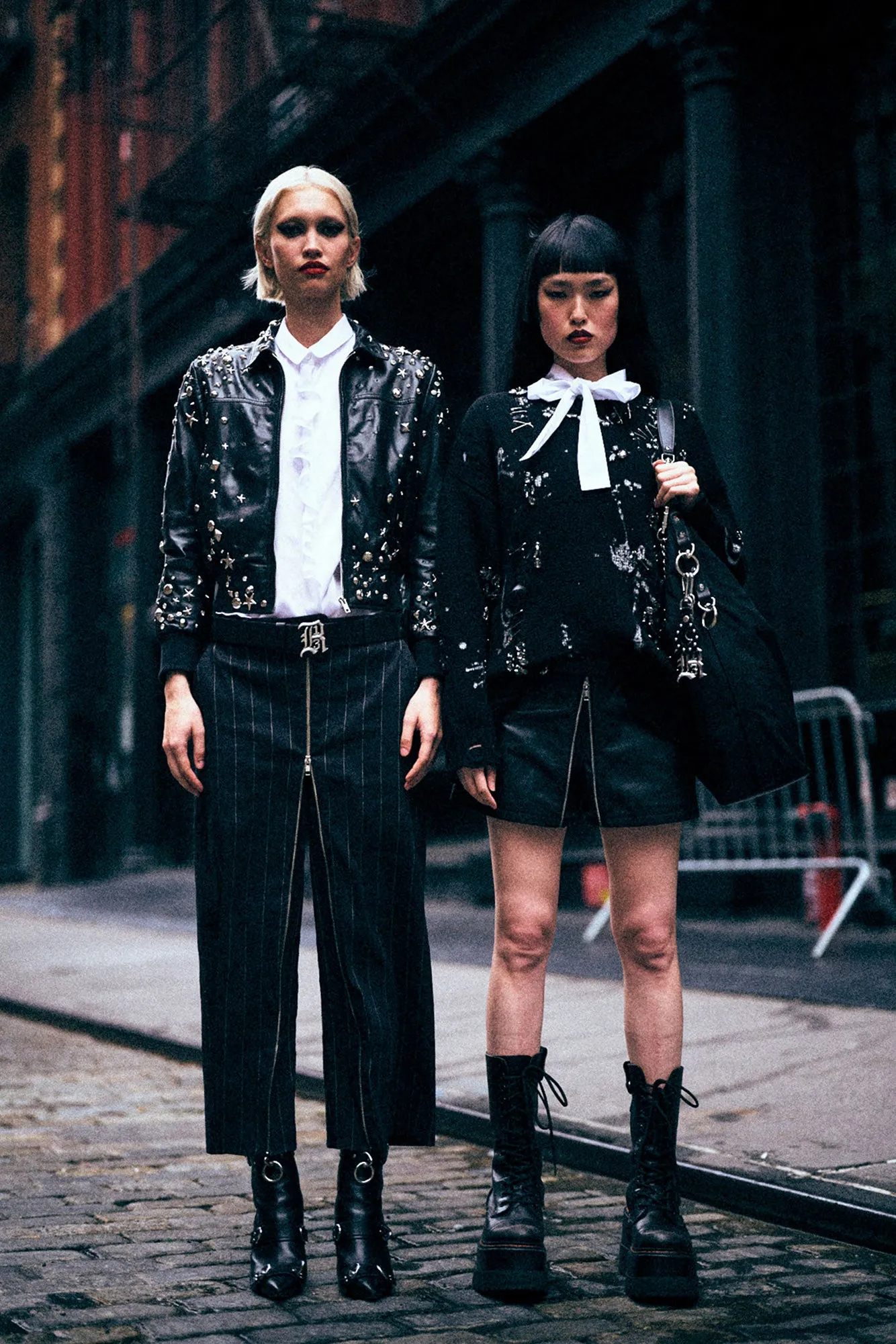 DISTRESSED OVERSIZED SWEATER WITH CRYSTALS AND PINS - BLACK sold by R13 product image thumbnail 4