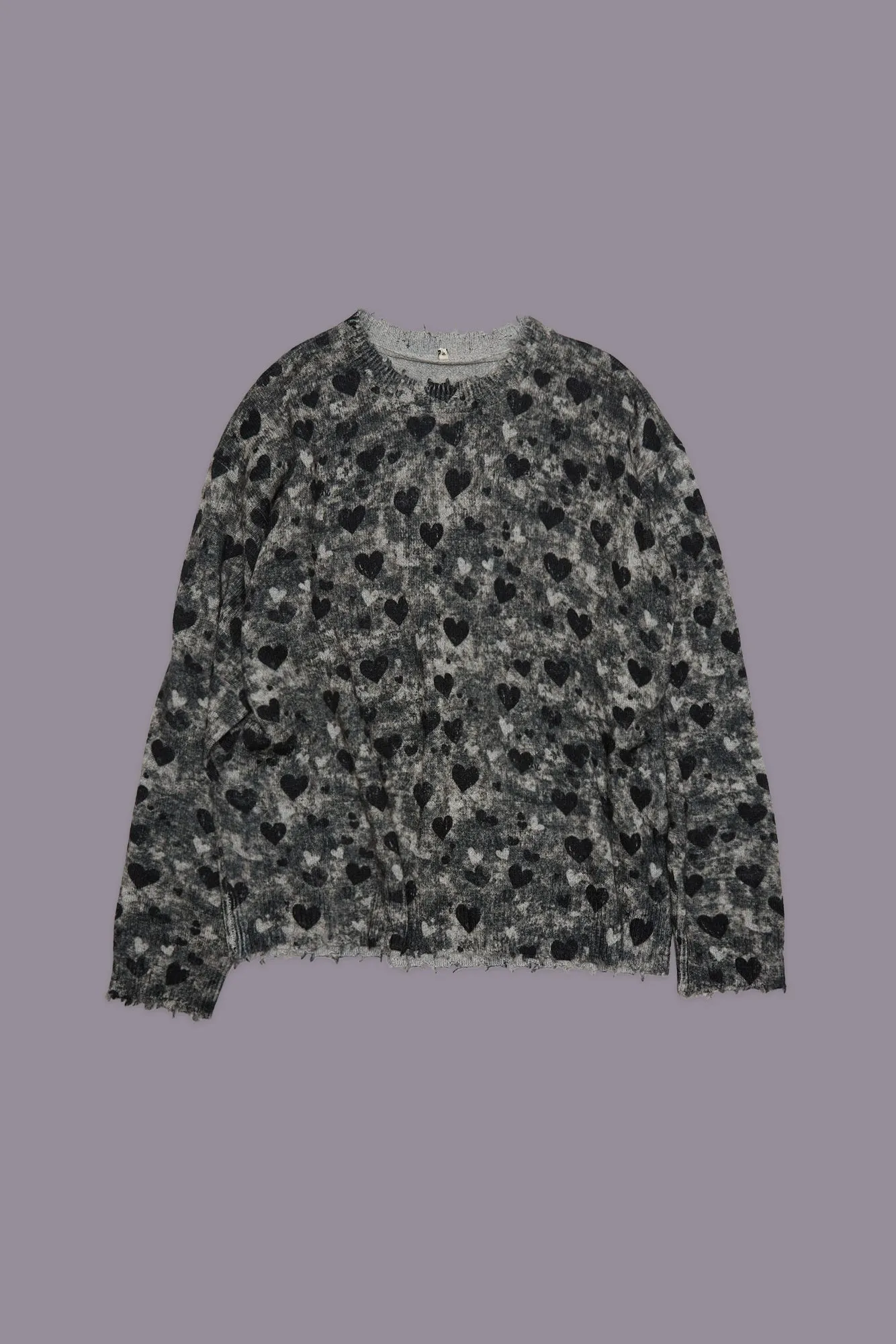 PRINTED BOYFRIEND SWEATER - HEATHER GREY HEARTS sold by R13 product image thumbnail 4