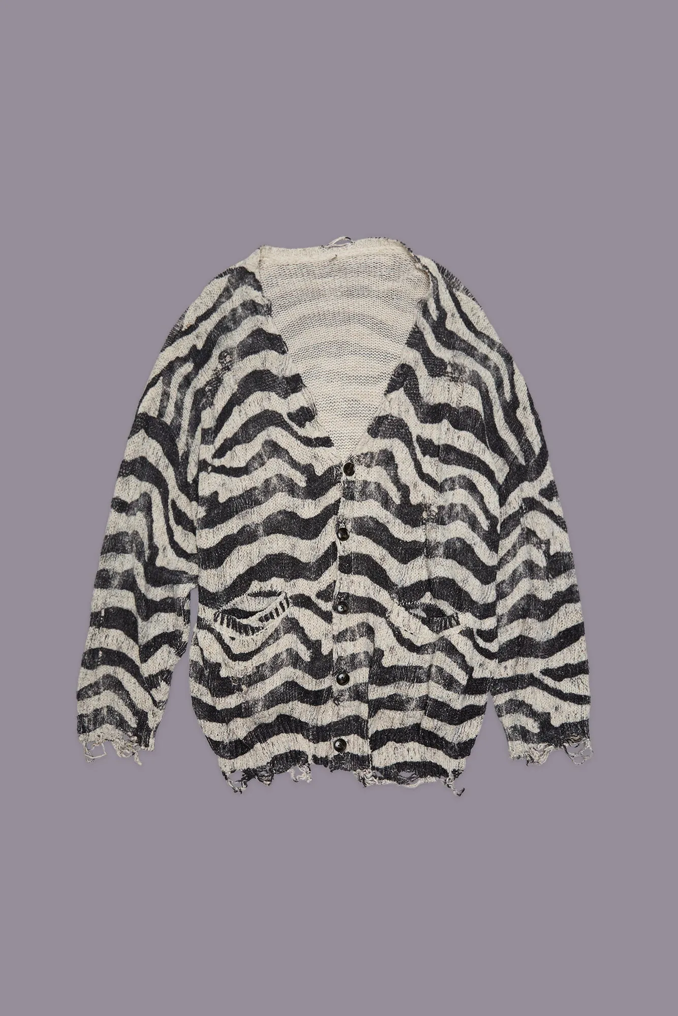 PRINTED OVERSIZED CARDIGAN - BLACK AND WHITE ZEBRA sold by R13 product image thumbnail 4