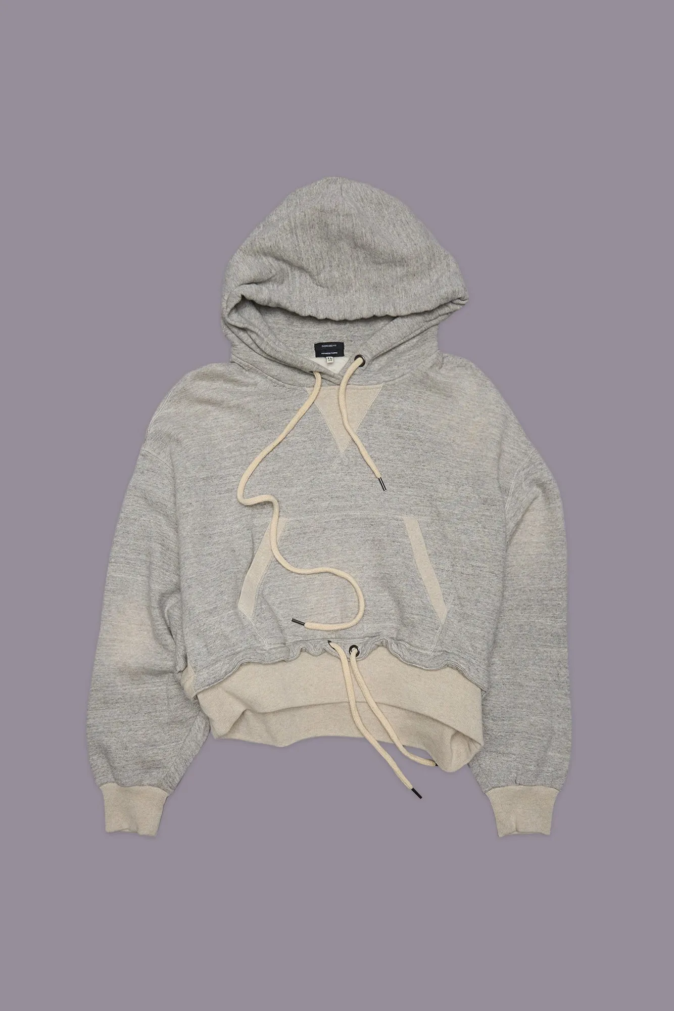 CINCHED HEM POPOVER HOODIE - HEATHER GREY W/ OATMEAL sold by R13 product image thumbnail 4